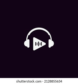 Play symbol and headphone logo. Vector illustration template design 