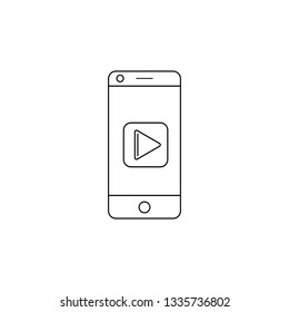 play symbol line vector icon on smartphone