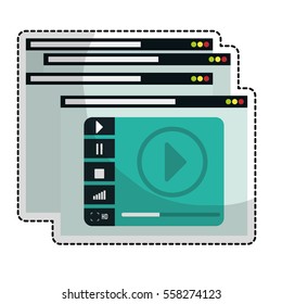 play symbol on digital platform movie or video related icon image sticker vector illustration design 