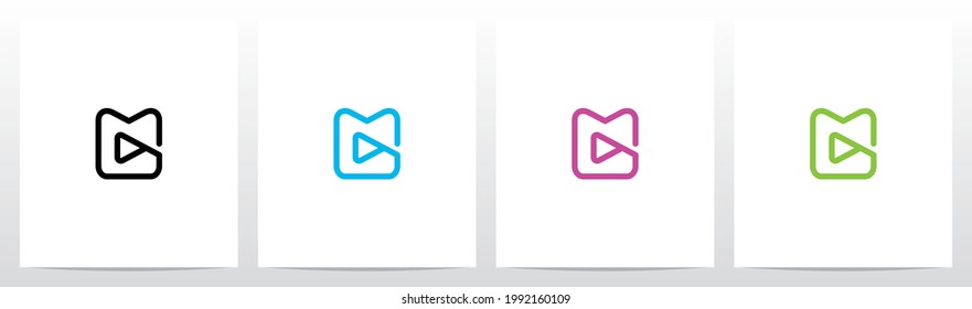 Play Symbol Outline On Letter Logo Design M