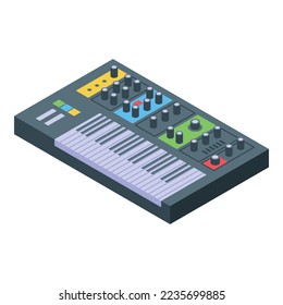 Play synthesizer icon isometric vector. Dj music. Song device