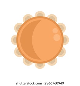 Play tambourine icon flat vector. Music samba. Musical instrument isolated
