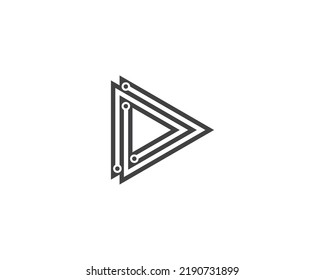 Play Tech Logo icon sign symbol Design Line Art Style. Technology Logotype. Vector illustration logo template