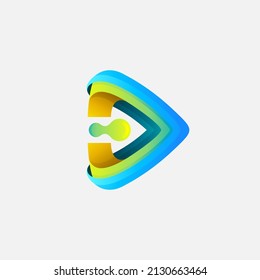 Play and technology logo design template, triangle icons