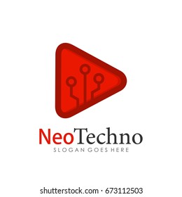 Play technology logo design vector