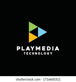 Play Technology Logo Vector Design Template. Media and modern Icon. technology application Symbol For Company And business.