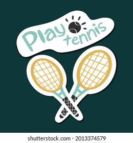 Play tennis vector flat illustration, sports tennis sign symbol