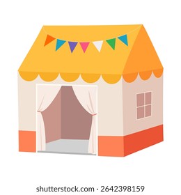Play tent with yellow roof and bunting, ready for indoor or outdoor fun