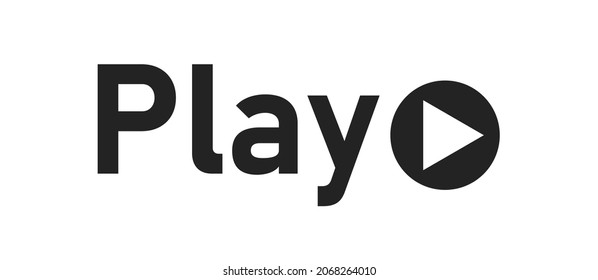 Play, text button. Logo design. Play icon. Minimal symbol in vector flat style.