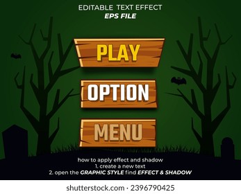 play text effect, font editable, typography, 3d text for medieval fantasy and  rpg games. vector template