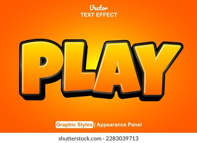 play text effect with orange color graphic style editable