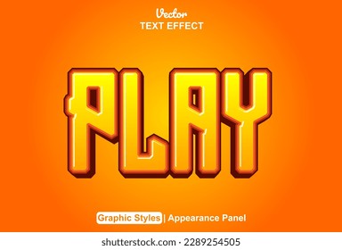 play text effect with orange color graphic style editable