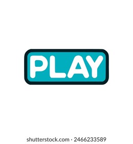 play text on blue background sticker vector illustration template design