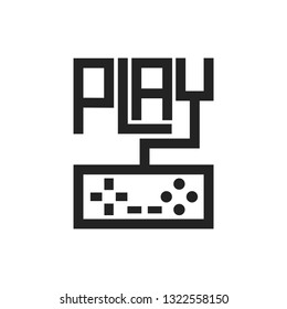 Play text video game with retro gamepad design print for shirt