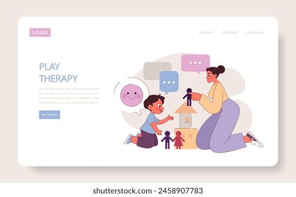 Play therapy concept. An illustration of a child's emotional development through interactive play and communication.