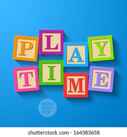 Play Time - wooden blocks. Vector.