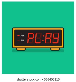 'Play Time' written on a retro alarm clock concept (Line Art in Flat Style Vector Illustration Design)