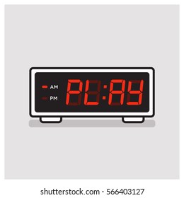 'Play Time' written on a retro alarm clock concept (Line Art in Flat Style Vector Illustration Design)
