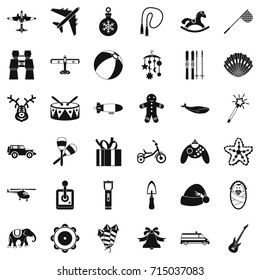 Play toy icons set. Simple style of 36 play toy vector icons for web isolated on white background
