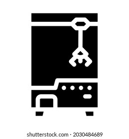 play toy machine with crane glyph icon vector. play toy machine with crane sign. isolated contour symbol black illustration