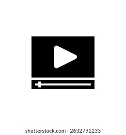 Play TV Channel Program, Television Solid Flat Vector Icon Isolated on White Background.
