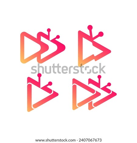 play and tv logo icon and vector
