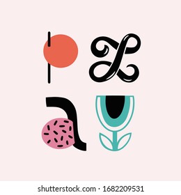 PLAY. Typography motivational card. Vector poster with phrase for nursery, kids room, play room. Design lettering for t-shirt, sticker, print. Colorful letters isolated on pink background.
