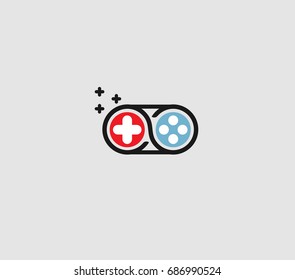 Play Unlimited Or Infinity Icon Logo With Fun Style Gamepad Illustration