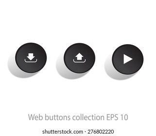 Play, upload and download button vector design 
