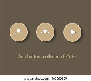 Play, upload and download button vector design cream
