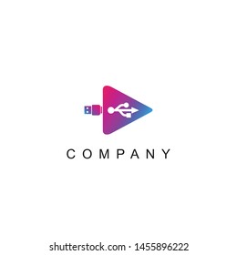 Play usb gradient simple modern logo vector