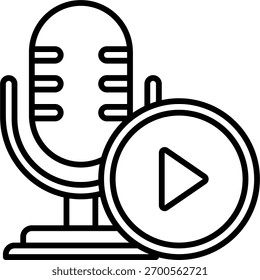 Juega diseño de Vector en estilo moderno, Botón de podcast y concepto de control de medios, ilustración de audio digital. Icono de línea
