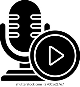 Juega diseño de Vector en estilo moderno, Botón de podcast y concepto de control de medios, ilustración de audio digital. Icono de glifo