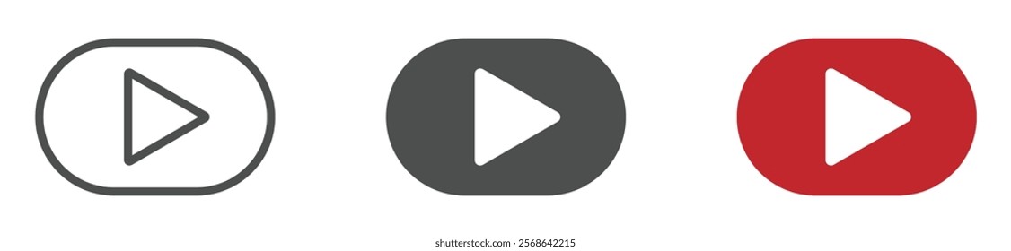 Play vector icon illustrations set
