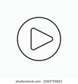 Play vector icon isolated in black line