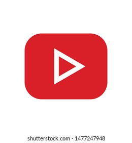 Play vector icon, media player rounded rectangle red button