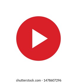 Play vector icon, media player red circle button