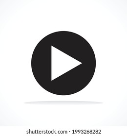 Play vector icon, media player black circle button