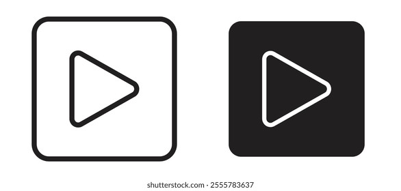 Play vector icon set in black color.