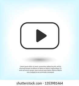 Play vector icon. Symbol button Play video. Media play icon. Audio play button. Web design icon. EPS 10