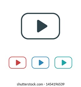 Play vector icon. Symbol button Play video. Media play icon. Audio play button. Web design icon. EPS 10