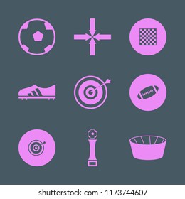 play vector icons set. with chess board, arrows center, rugby ball and target in set