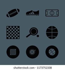 play vector icons set. with rugby ball, chess board, basketball ball and ping pong in set