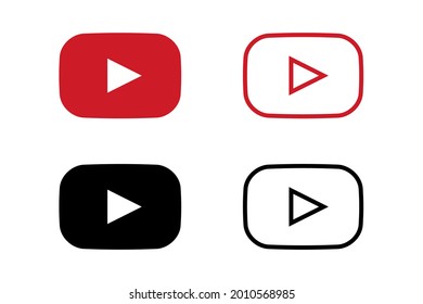 Play Vector Icons, Video Play Button Isolated On White Background