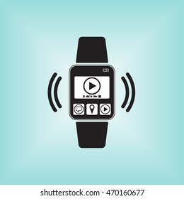 Play vector sign. Play menu logo at smart watch. 