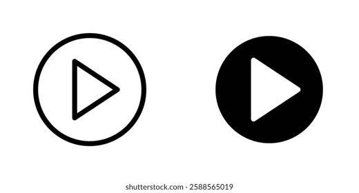 Play vectors icons set in filled and strokes on white background