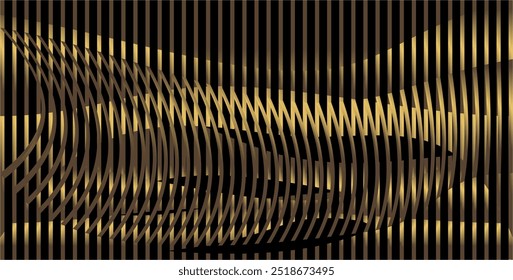 a play of vertical and curved lines with gradient gold and brown colors as a background and compositional inspiration in visual communication design and for other purposes