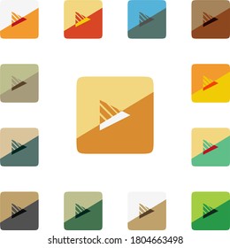 play video button icon set symbol and logo on classic warm silhouette theme with lot of color combinations editable vector