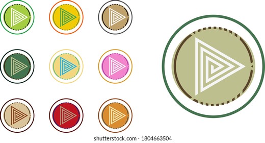play video button icon set symbol and logo on classic soft line art theme with lot of color combinations editable vector