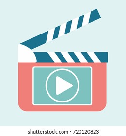 Play video button on clapperboard.